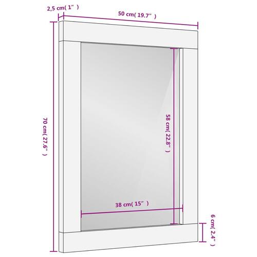 Badeværelsesspejl 50x70x2,5 cm massivt mangotræ og glas sort