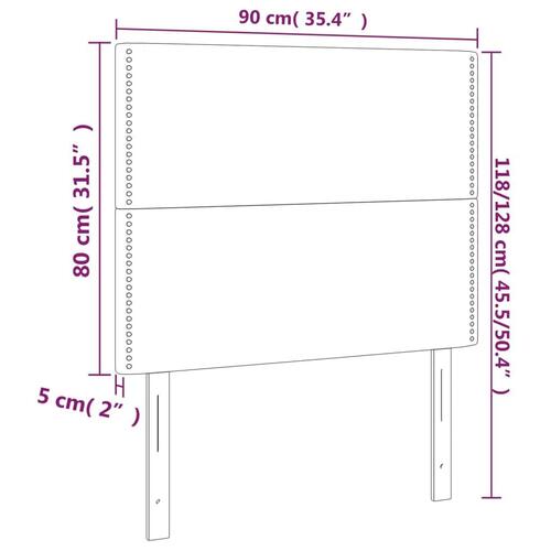 Sengegavl med LED-lys 90x5x118/128 cm kunstlæder sort