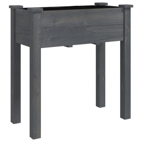 Plantekasse med foring og hjul 71×37×80 cm - massivt fyrretræ, grå