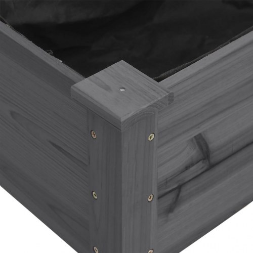 Plantekasse med foring og hjul 71×37×80 cm - massivt fyrretræ, grå