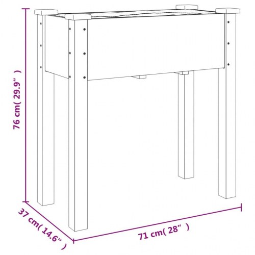 Plantekasse med foring og hjul 71×37×80 cm - massivt fyrretræ, grå