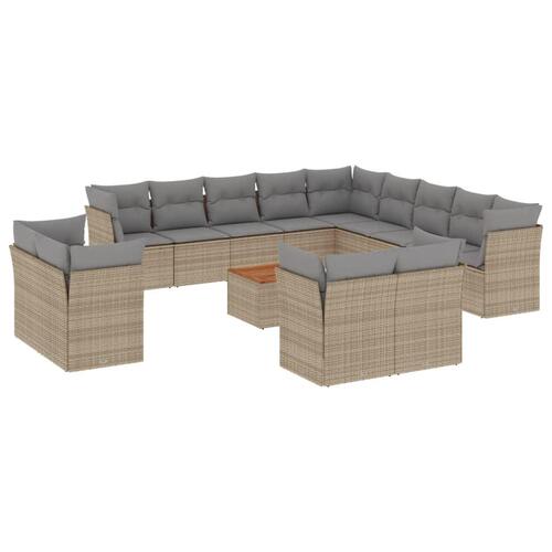Sofasæt til haven 14 dele med hynder polyrattan beige