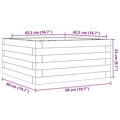 Plantekasse i massivt fyrretræ 50 x 50 x 23 cm - hvid