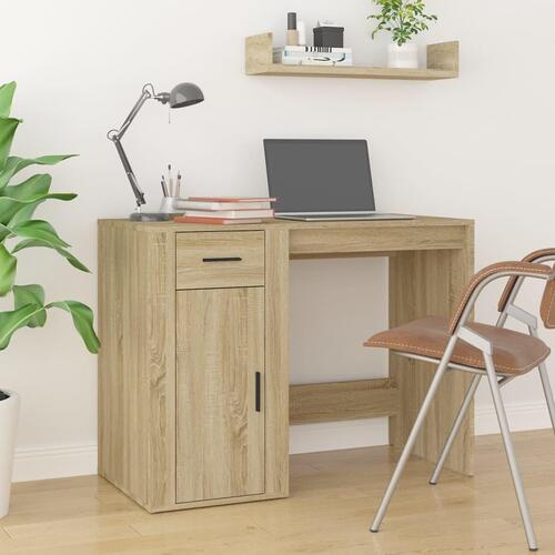 Skrivebord 100x49x75 cm konstrueret træ sonoma-eg