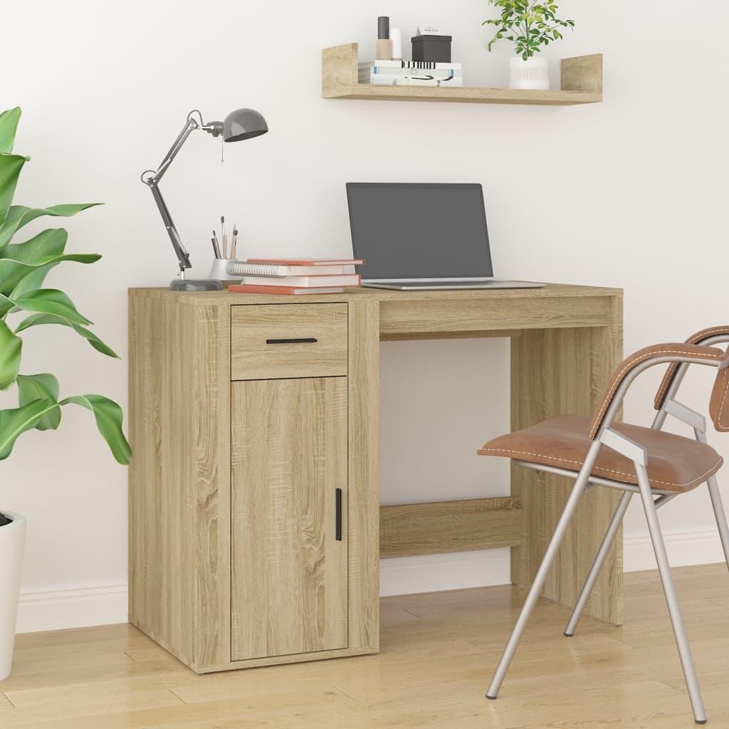 Skrivebord 100x49x75 cm konstrueret træ sonoma-eg