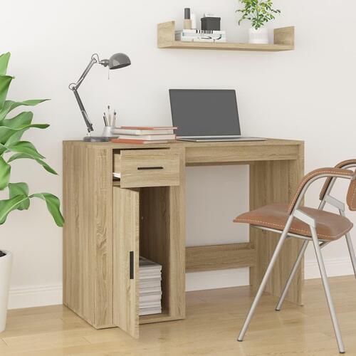 Skrivebord 100x49x75 cm konstrueret træ sonoma-eg