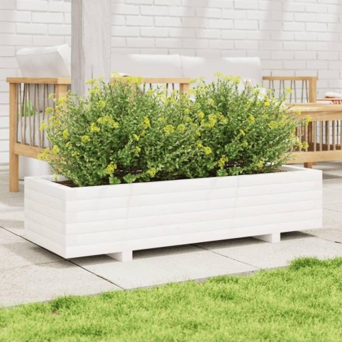 Plantekasse 110x40x26,5 cm massivt fyrretræ hvid