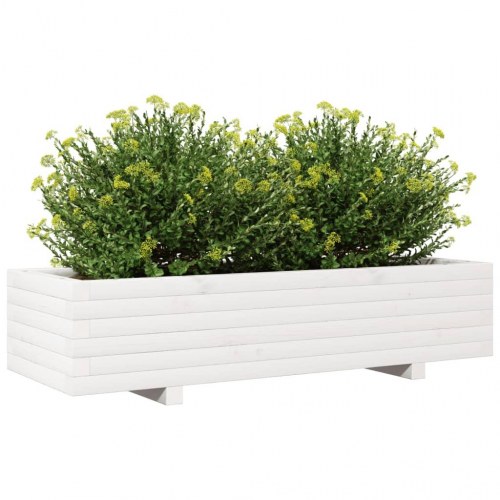 Plantekasse 110x40x26,5 cm massivt fyrretræ hvid