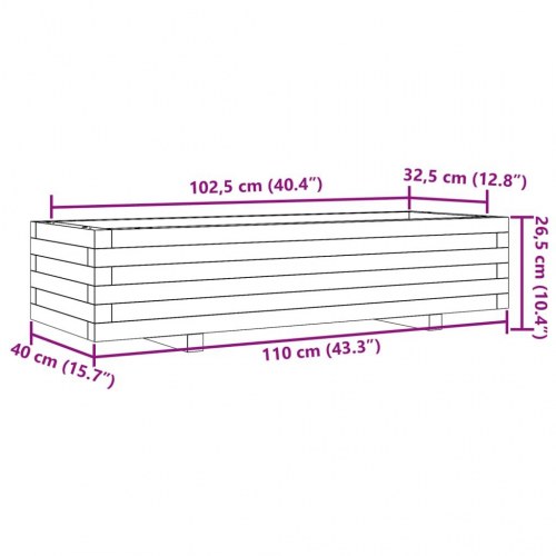 Plantekasse 110x40x26,5 cm massivt fyrretræ hvid