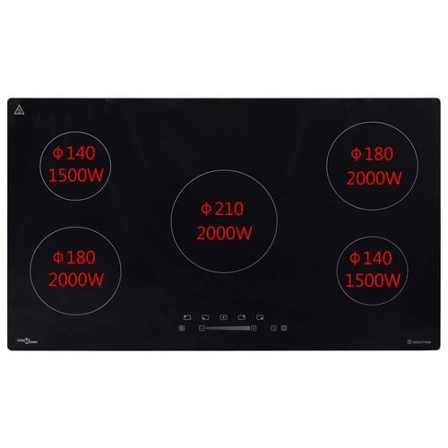 Indbygget induktionskogeplade touch-panel glas 86 cm 2000W