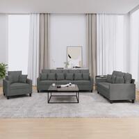 3 personers sofa med puder stof mørkegrå