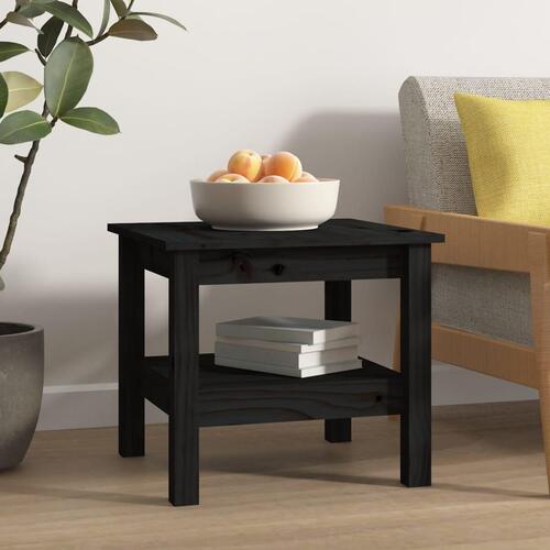 Sofabord 45x45x40 cm massivt fyrretræ sort