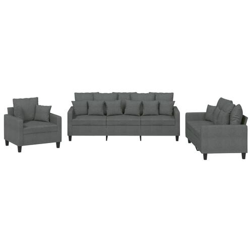 3 personers sofa med puder stof mørkegrå