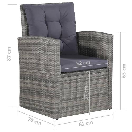 Haveloungesæt 6 dele med hynder polyrattan grå
