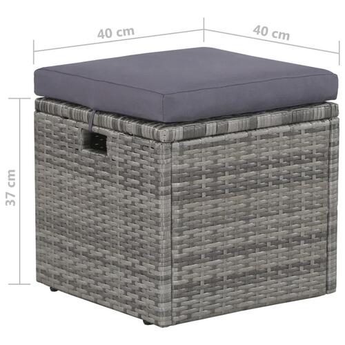Haveloungesæt 6 dele med hynder polyrattan grå
