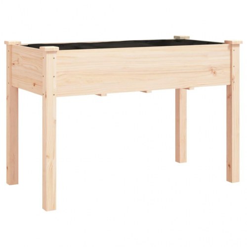 Plantekasse med hjul og foring 118×59×80 cm - massivt fyrretræ