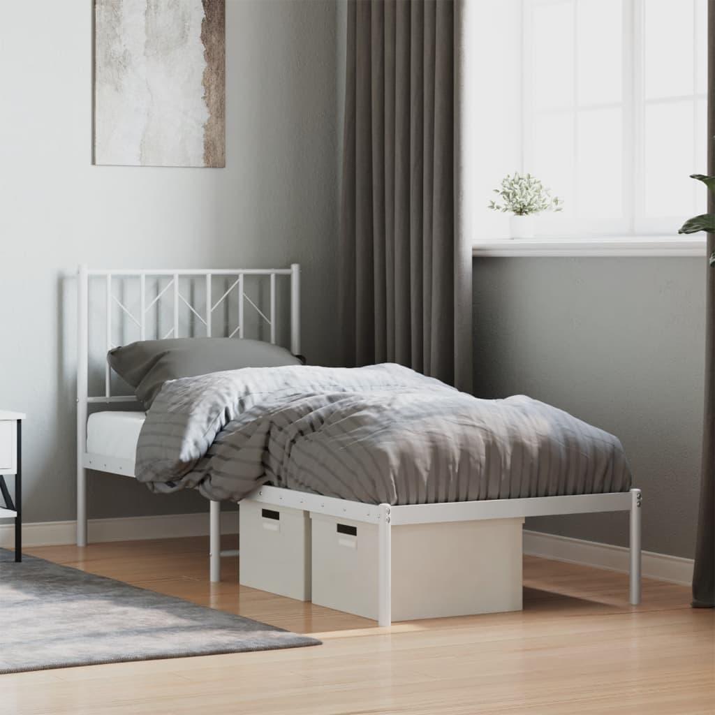 Sengeramme uden madras med hovedgærde 75x190 cm hvid billede