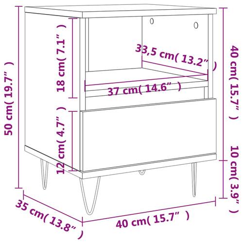 Sengebord 40x35x50 cm konstrueret træ betongrå