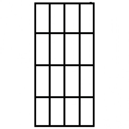 Brusevæg med hylde 118x190 cm sikkerhedsglas og aluminium sort