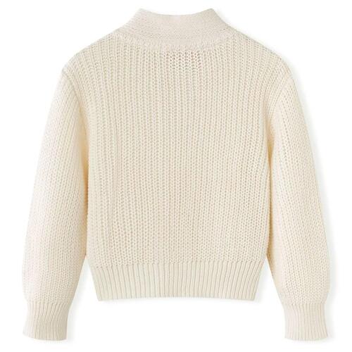 Strikket cardigan til børn str. 92 strik snehvid