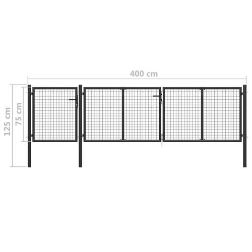 Havelåge 400 x 75 cm galvaniseret stål antracitgrå