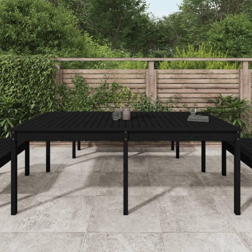 Havebord 203,5x100x76 cm massivt fyrretræ sort