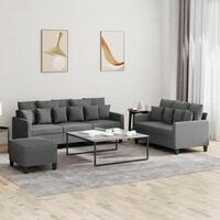 3 personers sofa med hynder stof mørkegrå