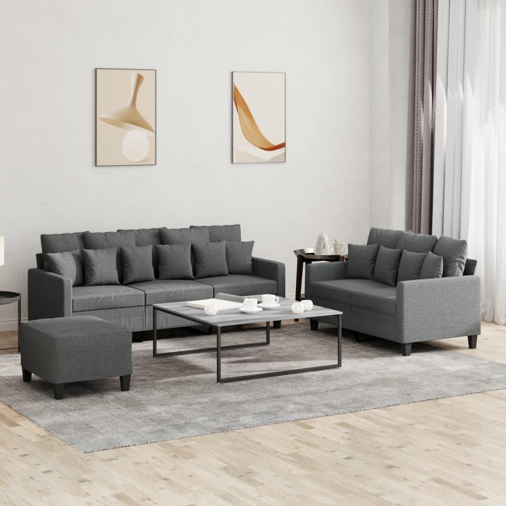 3 personers sofa med hynder stof mørkegrå