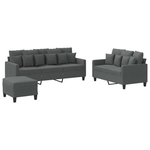 3 personers sofa med hynder stof mørkegrå
