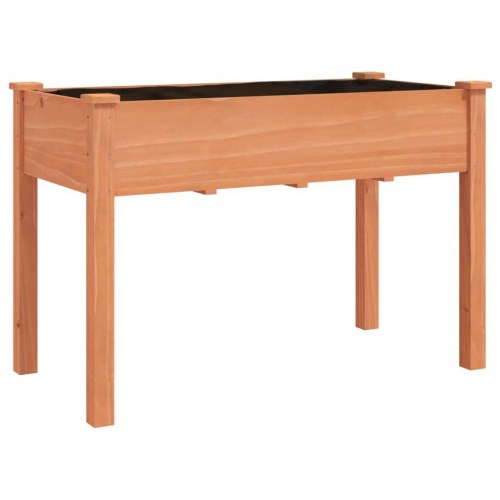 Plantekasse med foring og hjul 118×59×80 cm - massivt fyrretræ, brun