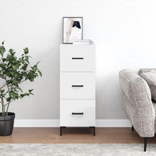 Skænk 34,5x34x90 cm konstrueret træ hvid højglans