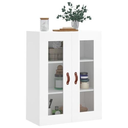 Væghængt skab 69,5x34x90 cm konstrueret træ hvid højglans