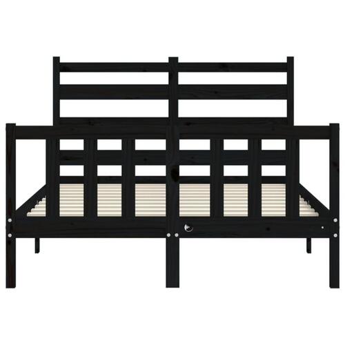 Sengeramme med sengegavl 140x190 cm massivt træ sort