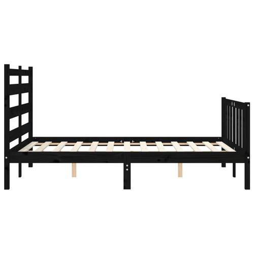 Sengeramme med sengegavl 140x190 cm massivt træ sort