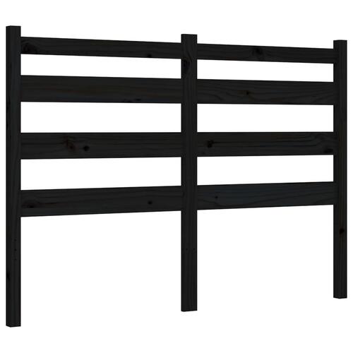 Sengeramme med sengegavl 140x190 cm massivt træ sort