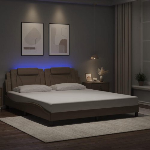 Sengeramme Viana med LED uden madras 180x200 cm cappuccinofarvet