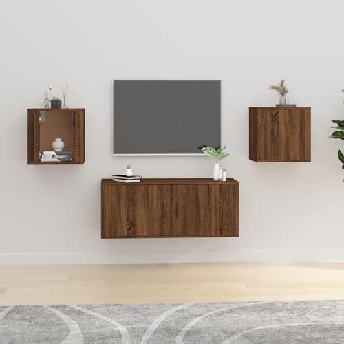 Væghængte tv-skabe 2 stk. 40x34,5x40 cm brun egetræ