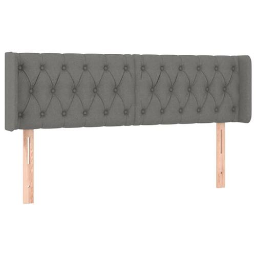 Sengegavl med kanter 163x16x78/88 cm stof mørkegrå