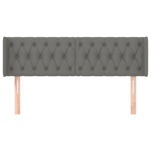 Sengegavl med kanter 163x16x78/88 cm stof mørkegrå