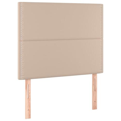 Sengegavl med LED-lys 100x5x118/128 cm kunstlæder cappuccino