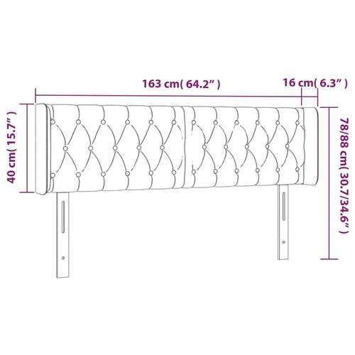 Sengegavl med kanter 163x16x78/88 cm stof mørkegrå