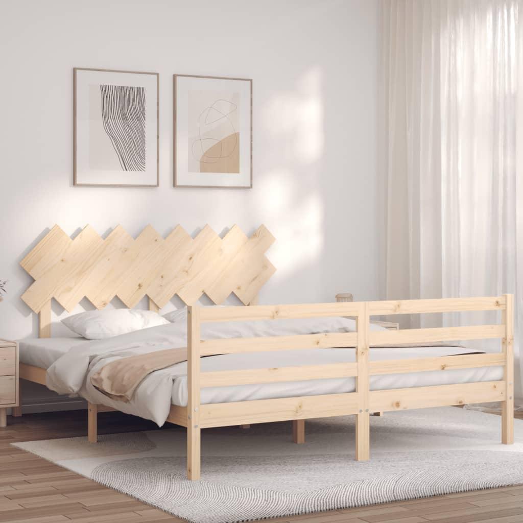 Sengeramme med sengegavl 160x200 cm massivt træ