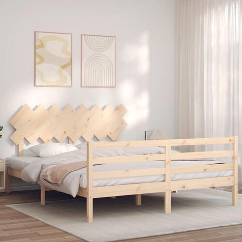 Sengeramme med sengegavl 160x200 cm massivt træ