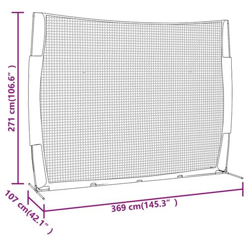 Bærbart baseballnet 369x107x271 cm stål polyester rød og sort