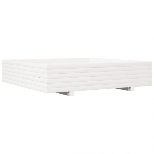 Plantekasse 110x110x26,5 cm massivt fyrretræ hvid
