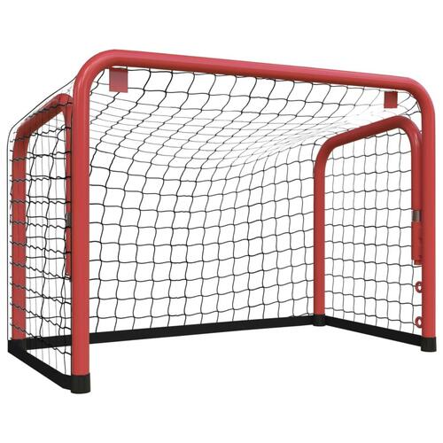 Hockeymål med net 68x32x47 cm stål og polyester rød og sort