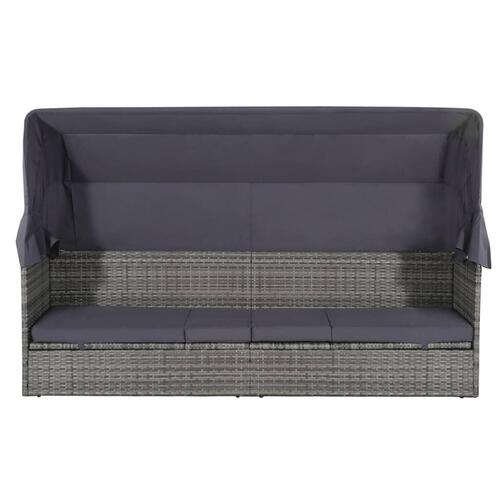 Solseng med baldakin brun 205 x 62 cm polyrattan