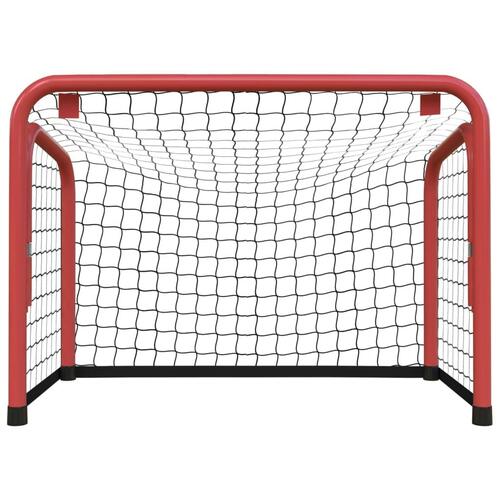 Hockeymål med net 68x32x47 cm stål og polyester rød og sort