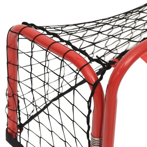 Hockeymål med net 68x32x47 cm stål og polyester rød og sort