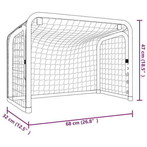 Hockeymål med net 68x32x47 cm stål og polyester rød og sort